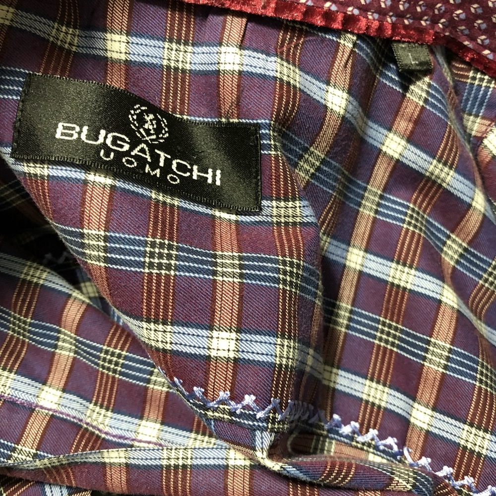 Bugatchi Uomo Button Spread Collar Plaid Shirt - image 6
